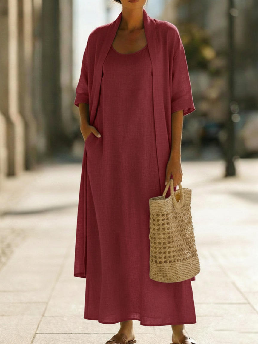 Minimalist Linen-cotton Two-piece Set - Comfortable For Everyday Wear