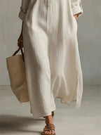 Women's Solid Color Art Casual Fashion Cotton Linen Maxi Dress
