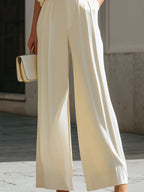 Boat Neck Dolman Sleeve Top & High Waist Pleated Wide Leg Pants Two Piece Set