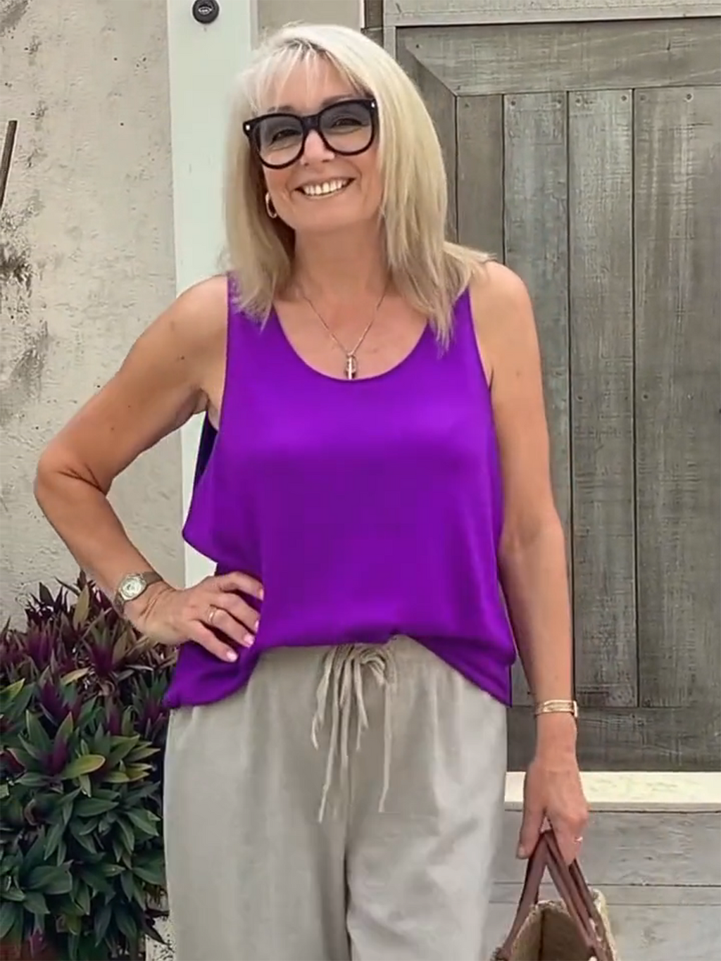 Vest Casual Crew Neck Plain Tank Top