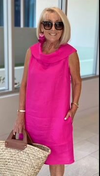 Linen Ruffle Collar Dress Open Collar at Back Party Dress