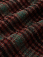 Wool Coat, Long Sleeves, Lapel Collar, Plaid, Belt Design, Vintage, Crimson