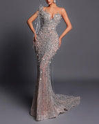 Sexy Crystal Embellished Sequin Gown
