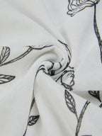 Sweater, Short Sleeves, Shawl Collar, Floral, Button Design, Inner Vest Not Included, White