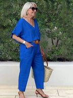 Cotton and Linen Two-piece Button Style Casual and Soft