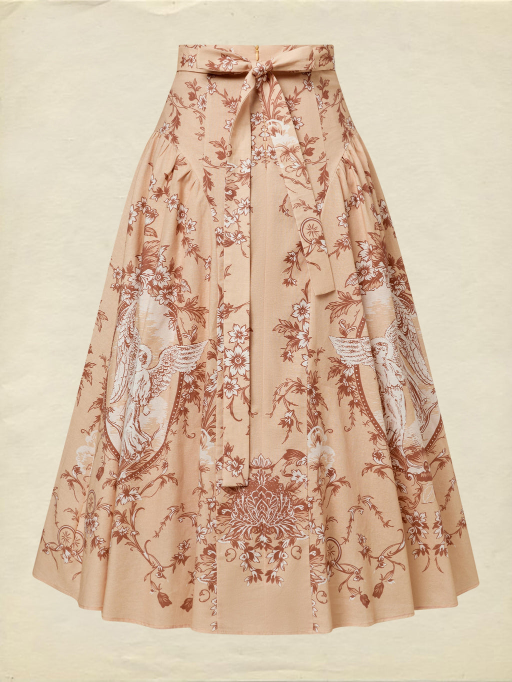 Midi Cotton Skirt, Angel, Pocket Design, Vintage, Caramel