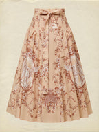 Midi Cotton Skirt, Angel, Pocket Design, Vintage, Caramel