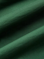 Cotton Maxi Dress, Balloon Sleeve, V neck, Plain, Vintage, Dark Green