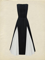 Maxi Cotton Dress, Sleeveless, V Neck, Plain, French Vintage, Black