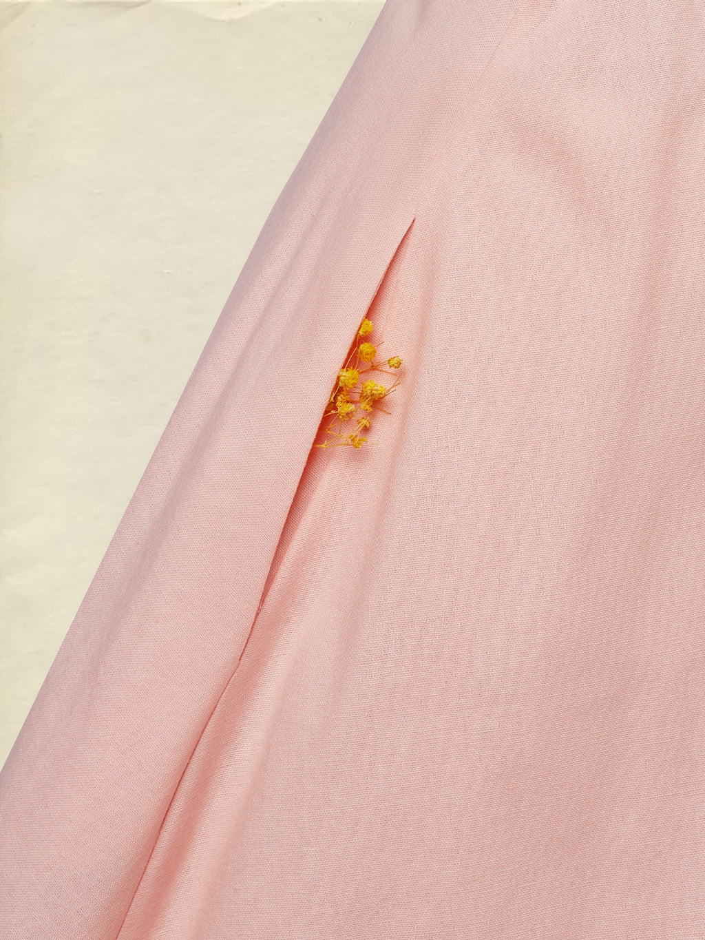 Midi Linen Dress , Half Sleeve, Round Neck, Plain, Bow, French Vintage, Light Pink