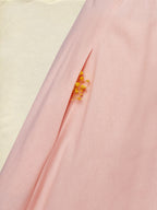 Midi Linen Dress , Half Sleeve, Round Neck, Plain, Bow, French Vintage, Light Pink