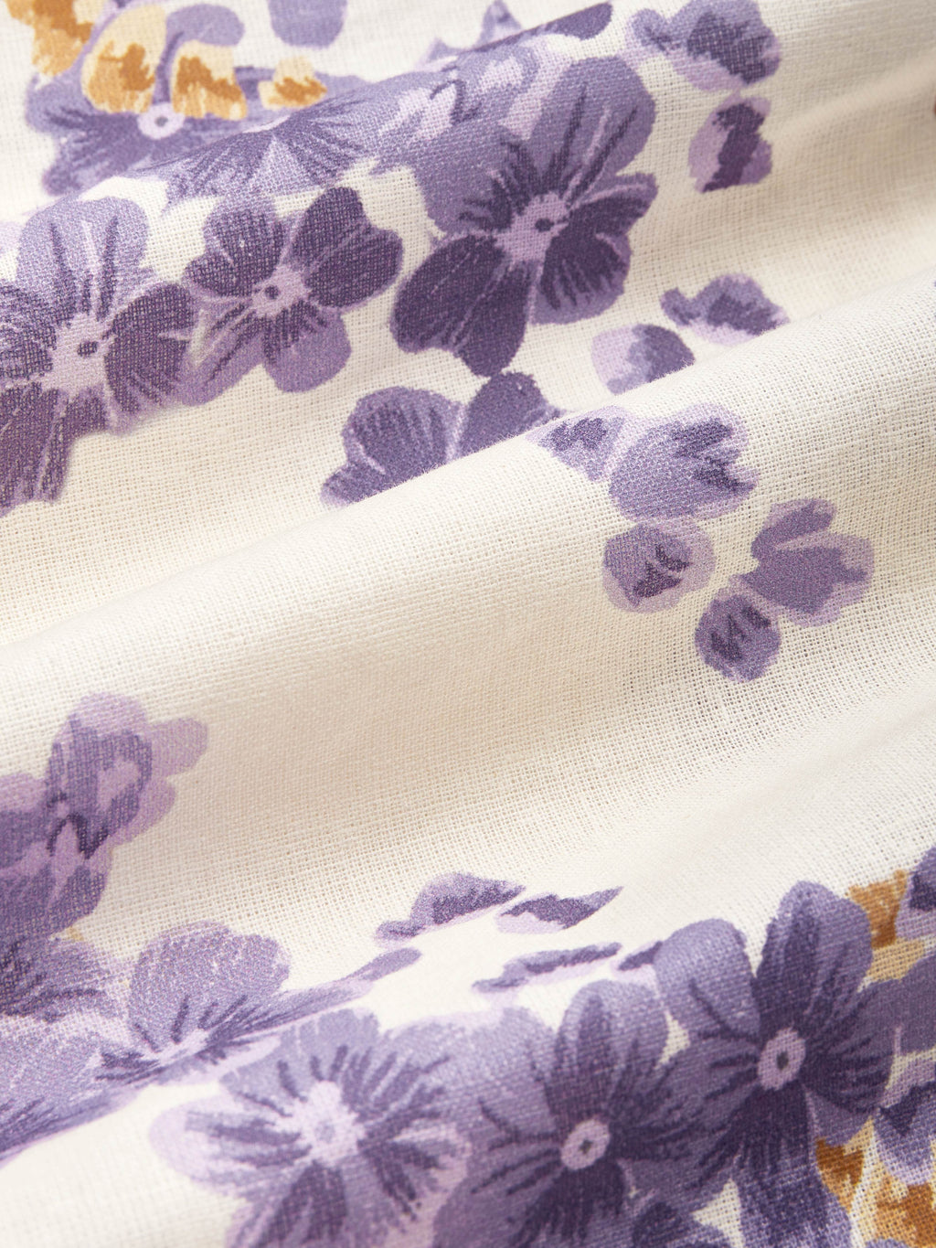 Maxi Linen Dress, Casual, Floral, Pocket Stitching, Crew Neck, Belt, Half Sleeve, Purple, Vintage