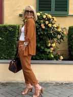 PINK LINEN SUITS Minimalist Two-piece Shirt Pants Set