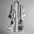 Men's Retro Landscape Painting Art Linen Long Kimono