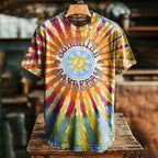 Hippie Tie Dye Art Print Casual Loose Short Sleeve T-shirt
