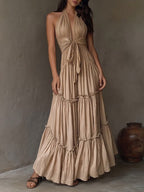 Bohemian Halter-neck Backless Maxi Dress