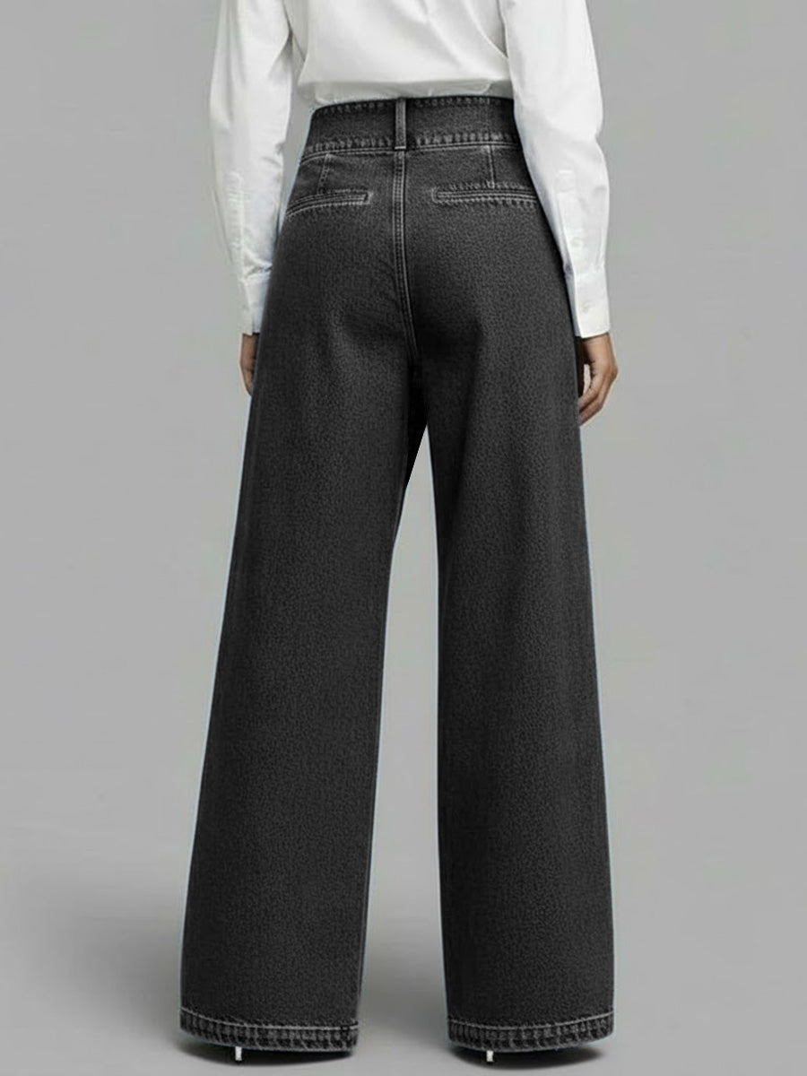 Women's High‐Waisted Relaxed Wide‐Leg Denim Jeans — Everyday Comfort