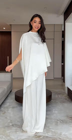 Cape Sleeve Wide-Leg Pants Set