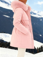 Outfits Cotton-padded Jacket Medium and Long, Large Fur Collar, Down Cotton-padded Jacket, Down Cotton-padded Jacket.