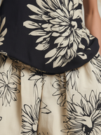 Black & Beige Floral Halter Top & Wide-Leg Pants Two-Piece Set