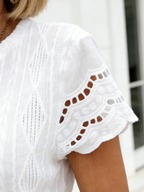 Textured Fabric Fashion Crew Neck Short Sleeve Crew Neck T-Shirt Top
