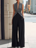 Geometric Print Draped Top And Wide-Leg Pants Set