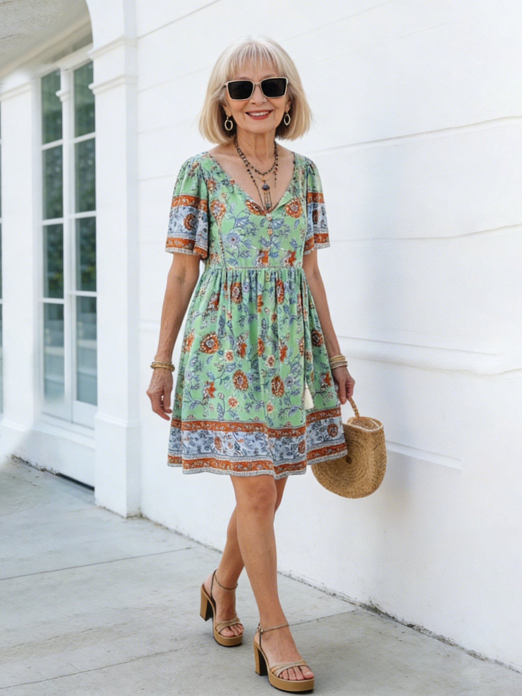 Casual Vacation Print Short-sleeved Dress