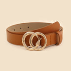 Snake Double Circle Buckle Belt, Elegant Fashion and High-end Dress, Jeans Decorative Belt.