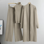 3Pcs Thick Lazy Temperament Knitted Suit Sleeveless Vest Sweater Cardigan Pants Three-piece Set