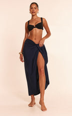 Navy Floaty Woven Rectangle Sarong