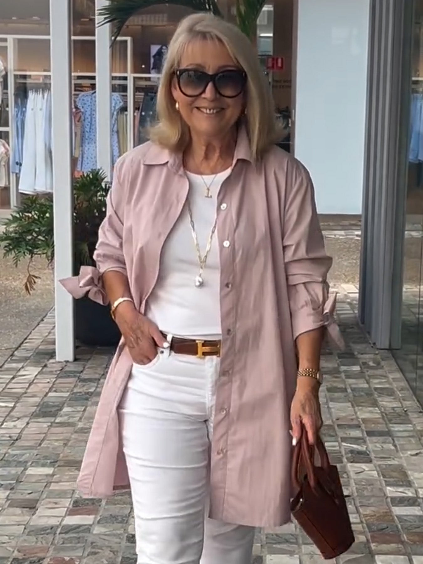 Stand Collar Long Cotton Shirt Jackets Women Swing Shap Flattering Gathered Yolk At The Back