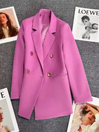 Classic Blazer Solid Color Leisure Cotton Coat for Women