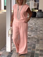 Two-piece Set Sleeveless Casual Elastic Daily Set