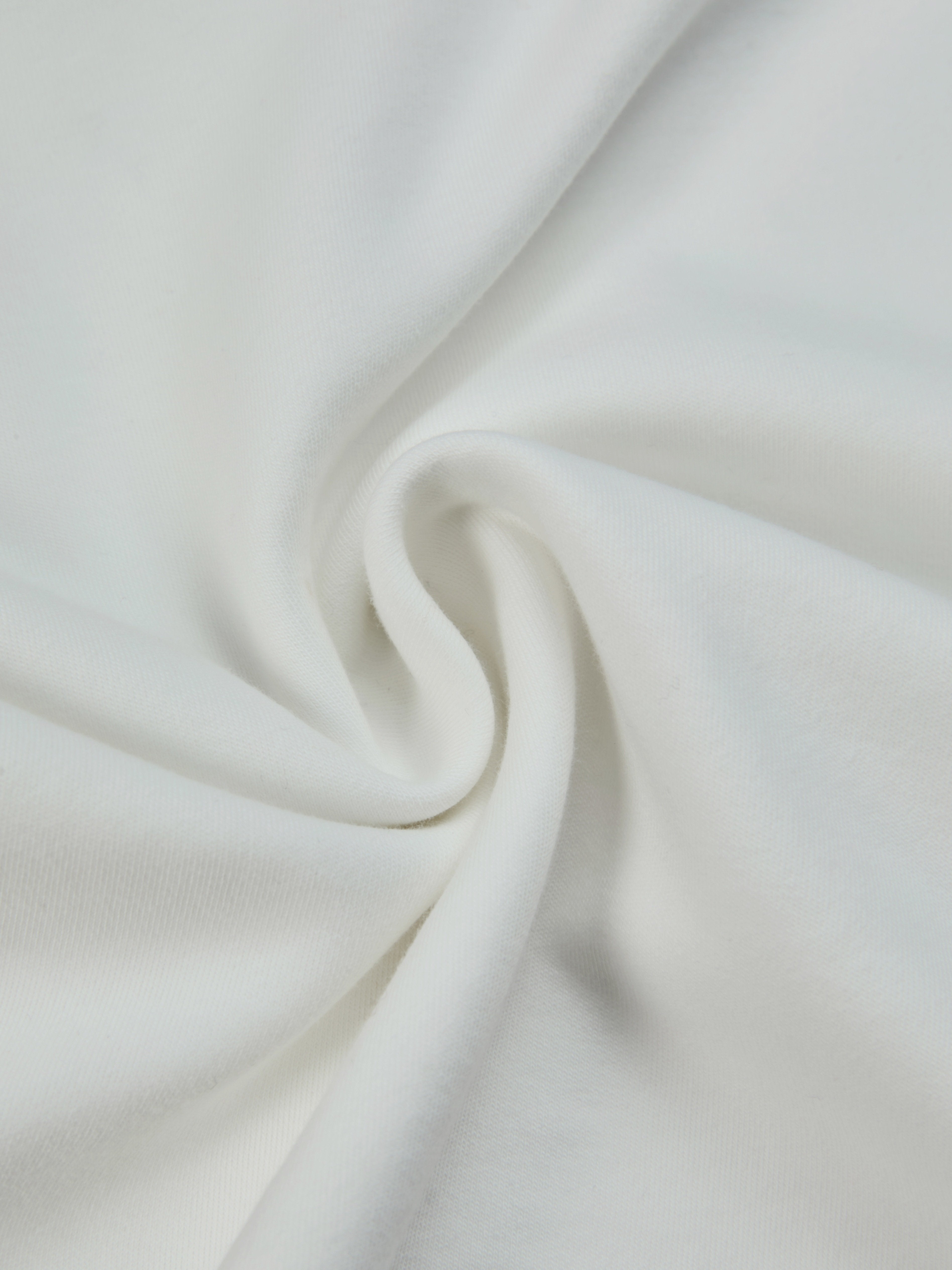 Cotton Knit Tee, Short Sleeves, Plain, 3D Floral, French Vintage, Ivory