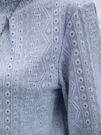 Textured Fabric Jacquard Crew Neck Long Sleeve Top T-Shirt
