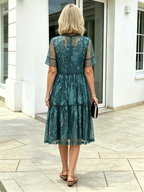 Floral Mesh Dress Large Size Loose and Thin Short Sleeves Fat Girl Middle-aged and Elderly Mother Skirt