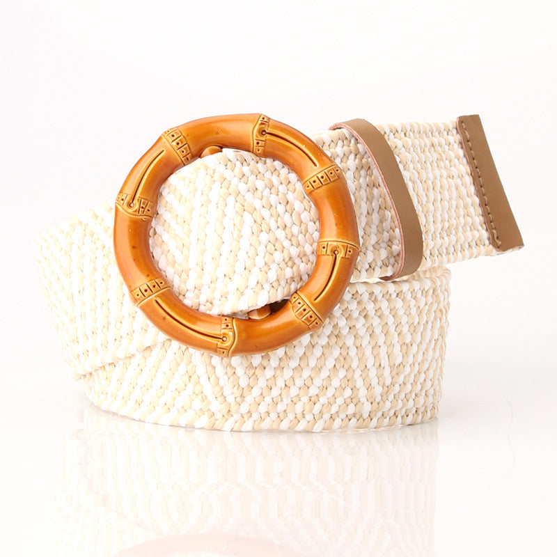 Woven Belt Wide Straw Waist Seal