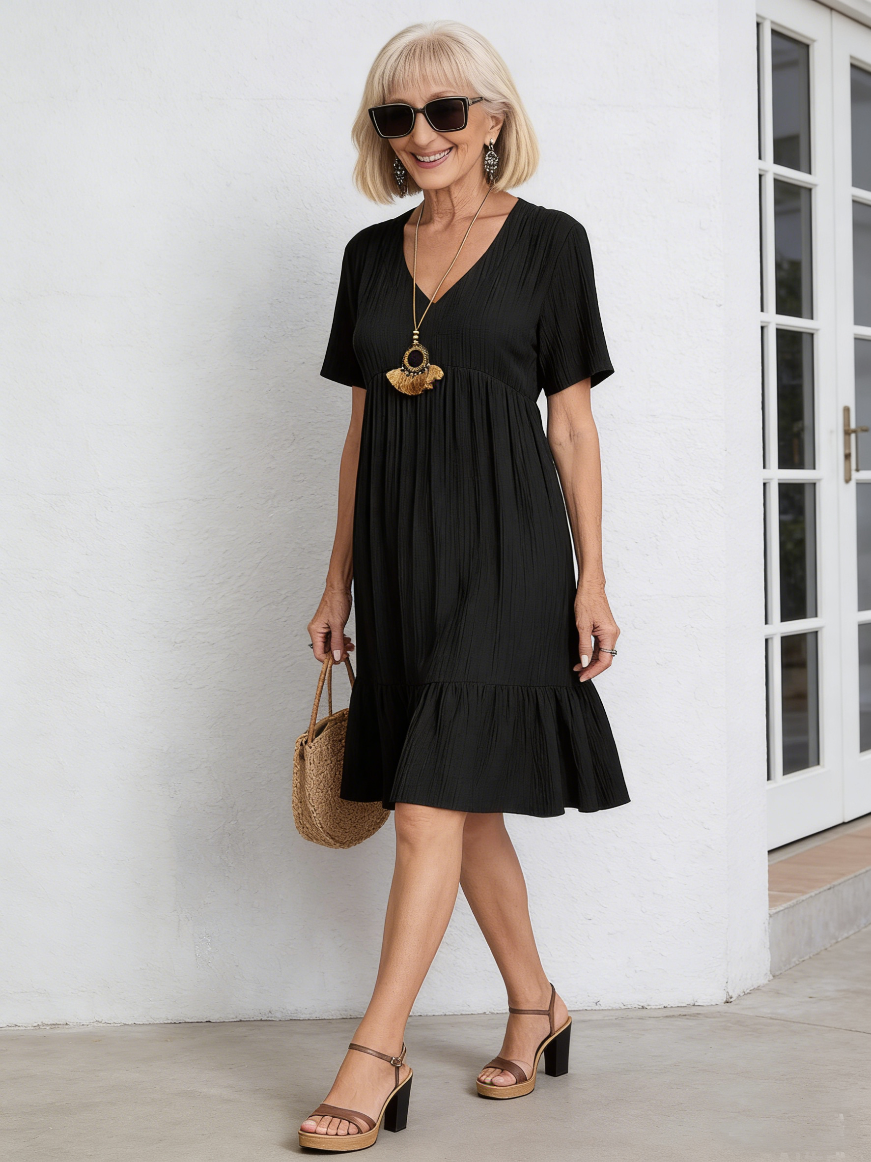 Short Sleeve Waist Dress