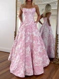Flower Jacquard Sleeveless Tube Maxi Dresses Fairytale Dress