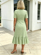 Textured Fabric Hollow Fabric Fashion Dress Short Sleeve Solid Color