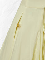 Maxi Linen Dress , Short Sleeves, Square Neck, Plain, Vacation, French Vintage, Light Yellow