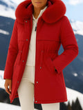 Outfits Cotton-padded Jacket Medium and Long, Large Fur Collar, Down Cotton-padded Jacket, Down Cotton-padded Jacket.