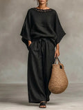 Women's Lace Collar Cotton And Linen Dress