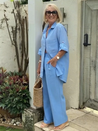 Cotton and Linen Two-piece Button Style Casual and Soft