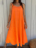 Cozy Basic Loose Linen Cotton Slip Dress