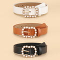 Leather Pearl Belt Ladies Versatile Fashion Decorative Belt Belt Belt