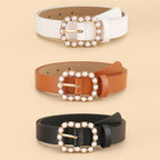 Leather Pearl Belt Ladies Versatile Fashion Decorative Belt Belt Belt