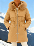 Outfits Cotton-padded Jacket Medium and Long, Large Fur Collar, Down Cotton-padded Jacket, Down Cotton-padded Jacket.
