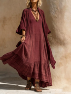 Bohemian Romantic Dress Cardigan Cotton Linen Two-piece Set