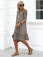 Bohemian Floral Print Half Sleeve V-neck Mid-Length Dress